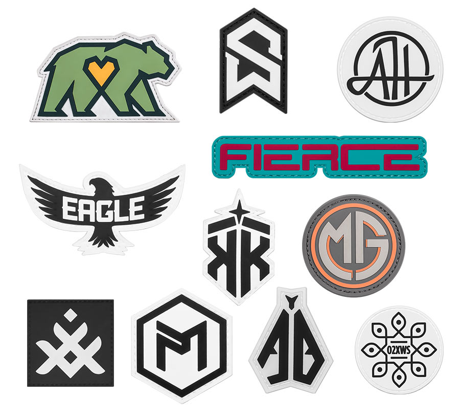 A collection of hook and loop morale patches.