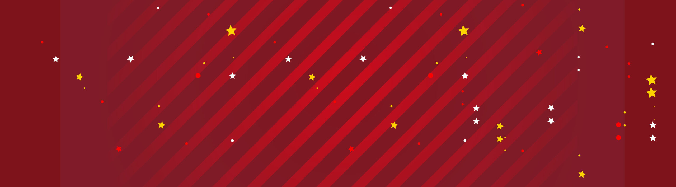 A red background with diagonal stripes and stars on it.