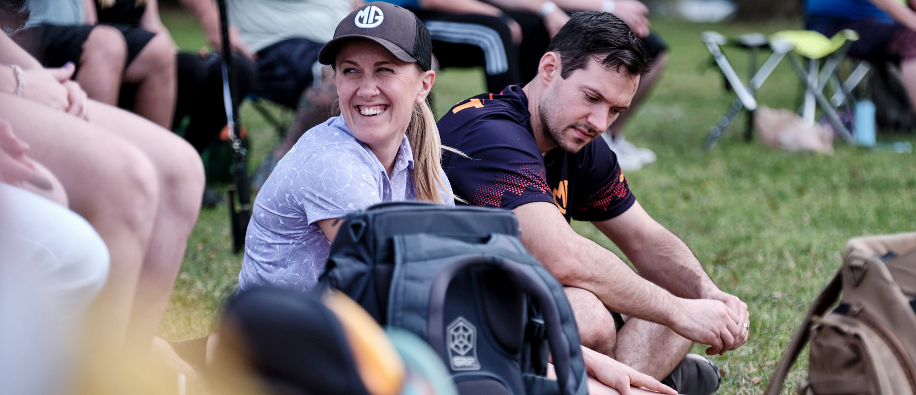 Missy Gannon with her GRIPeq disc golf bag
